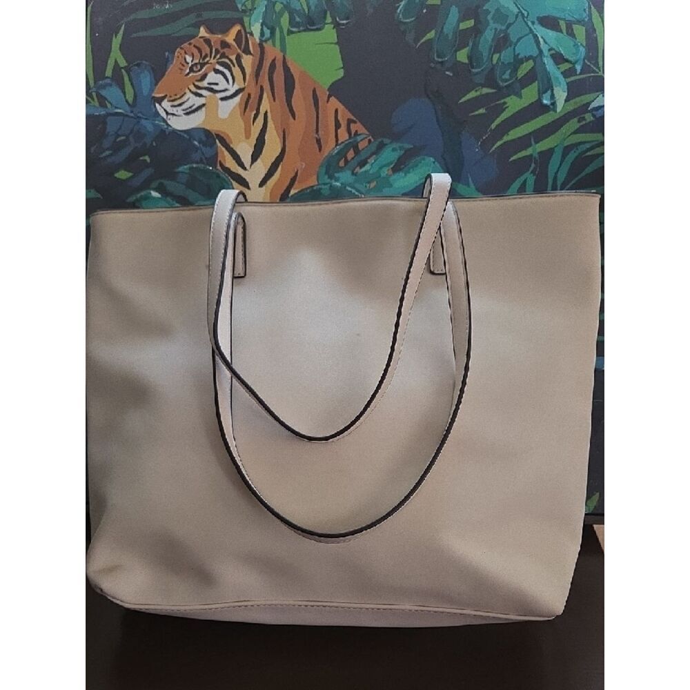 Nine West Beige Leatherette Tote with Front Zip Detail - Picture 3 of 5